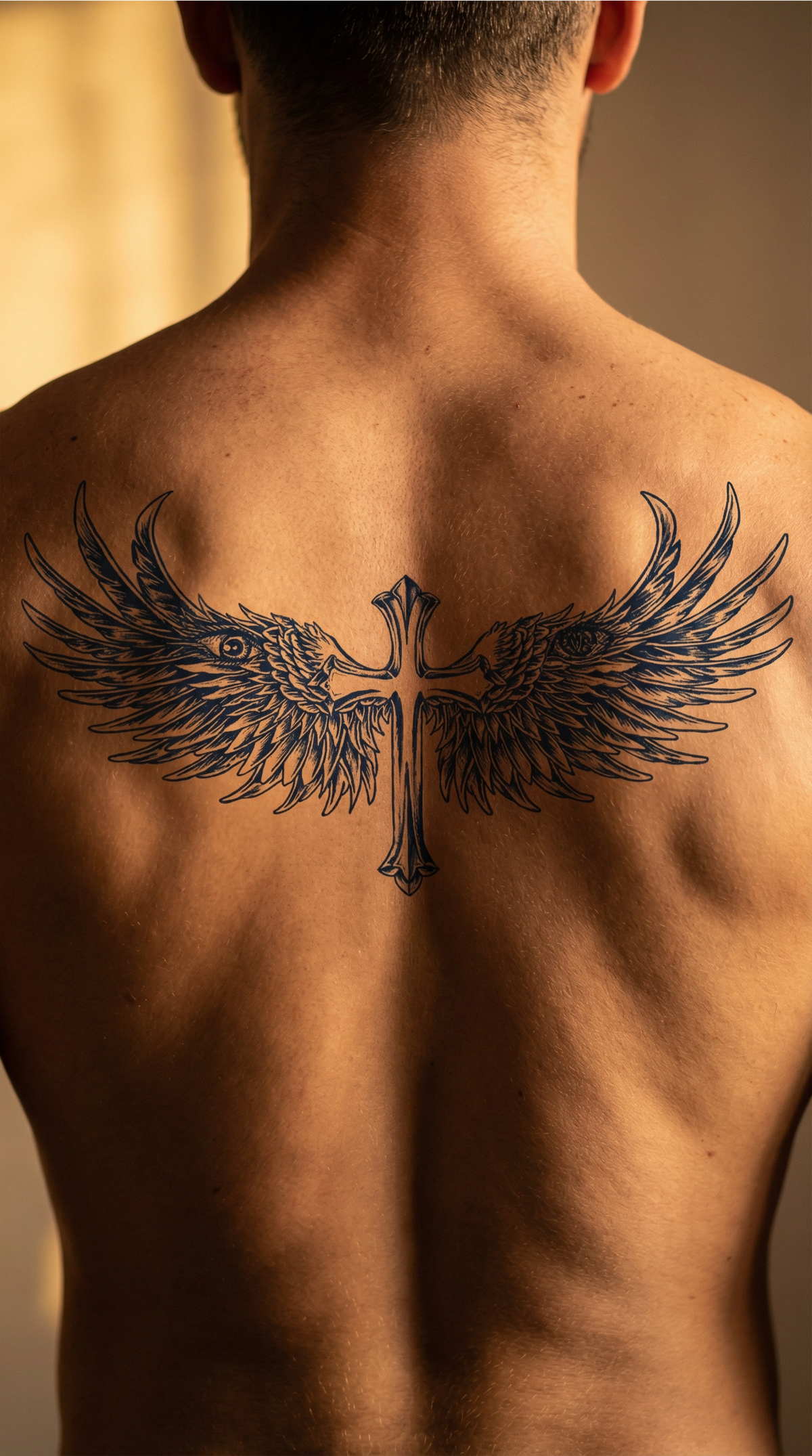 Modelul de tatuaj temporar Credinta, cu un ochi și aripi ridicate în sus