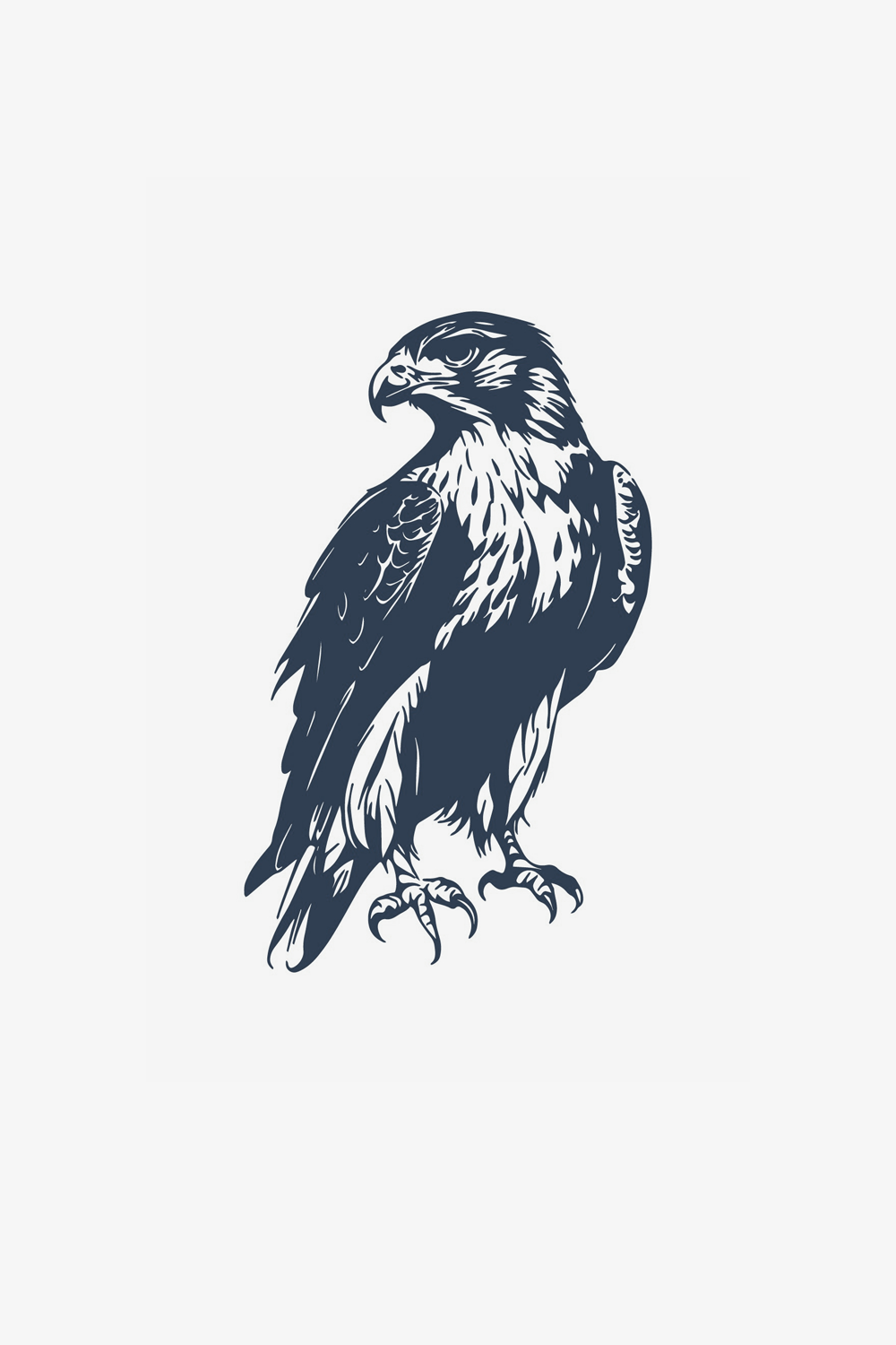 Portret realist de vultur, cu detaliu de penaj și privire intensă, aplicat ca tatuaj temporar