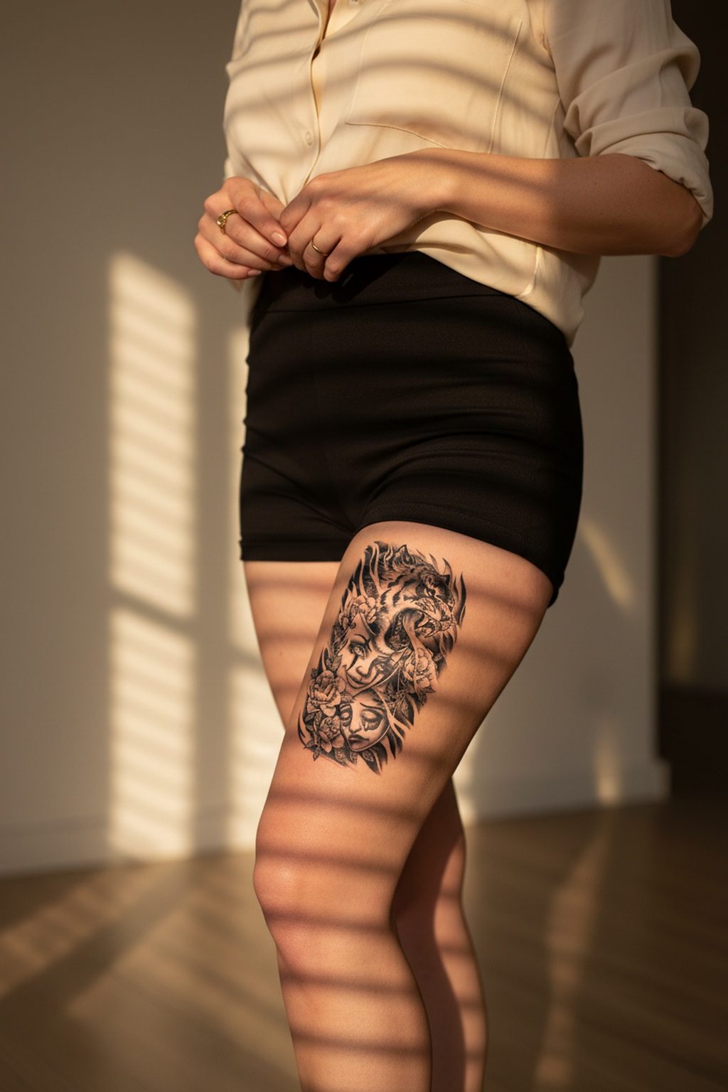 Două tatuaje temporare cu motiv de mască, unul într-o variantă mai deschisă și celălalt într-una mai închisă