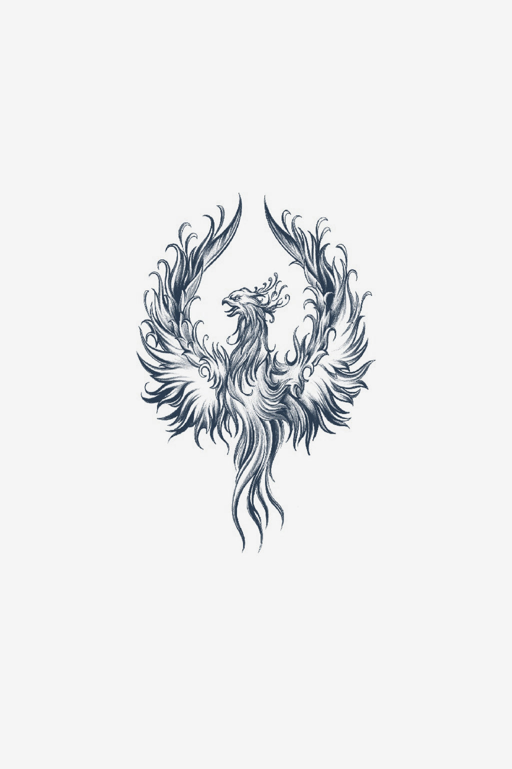 Phoenix 2: model impunător cu phoenix, în stil ilustrativ, cu aripile întinse și penele cozii asemănătoare unor flăcări