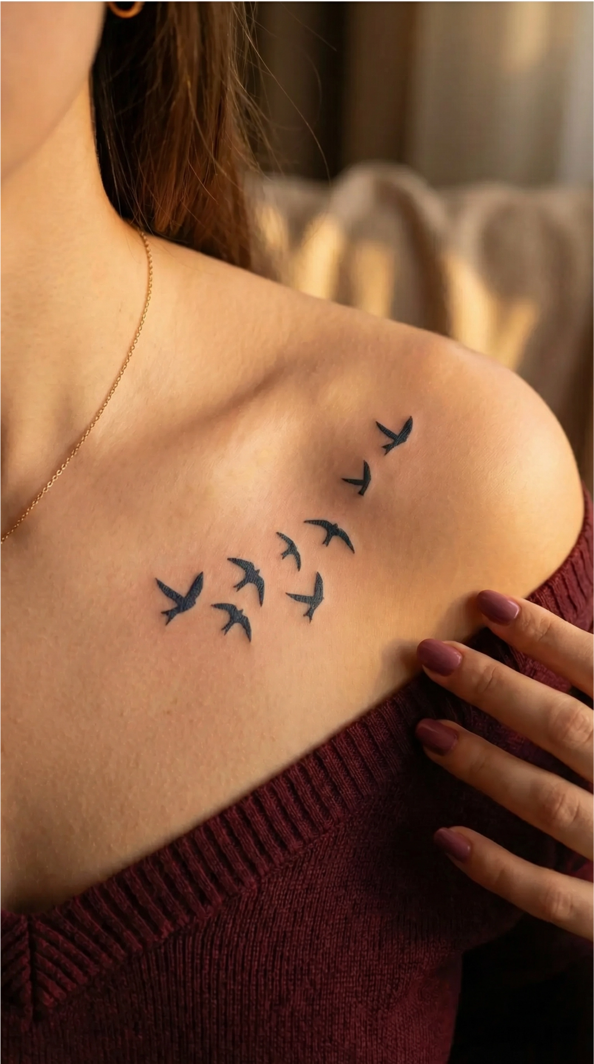 Tatuaj temporar Freedom cu păsări în zbor, aplicat pe antebraț ca test vizual